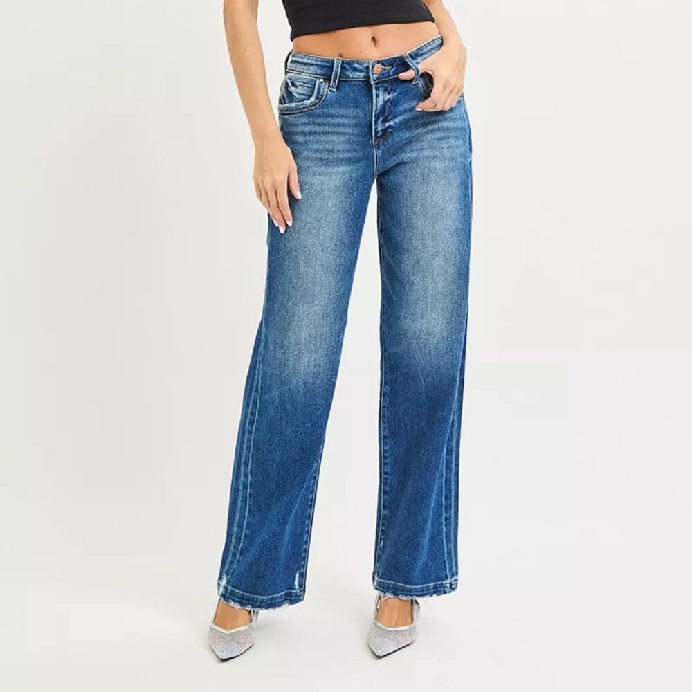 RISEN Full Size Slouchy Baggy‎ Jeans Pocket Side Seam Detail Plus Size